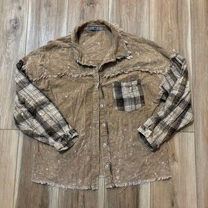 Casual Tan Plaid Women's Utility Jacket